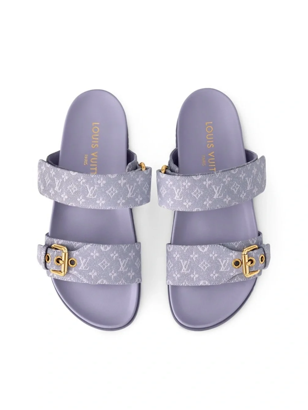 Louis Vuitton Lilac Monogram Double-Strap Slide Sandals